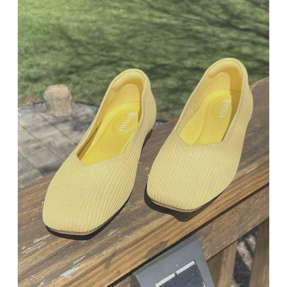 Vivaia Samantha Yellow Square Toe Classic Office Loafers Comfort Shoe 36 US6 - Picture 4 of 16